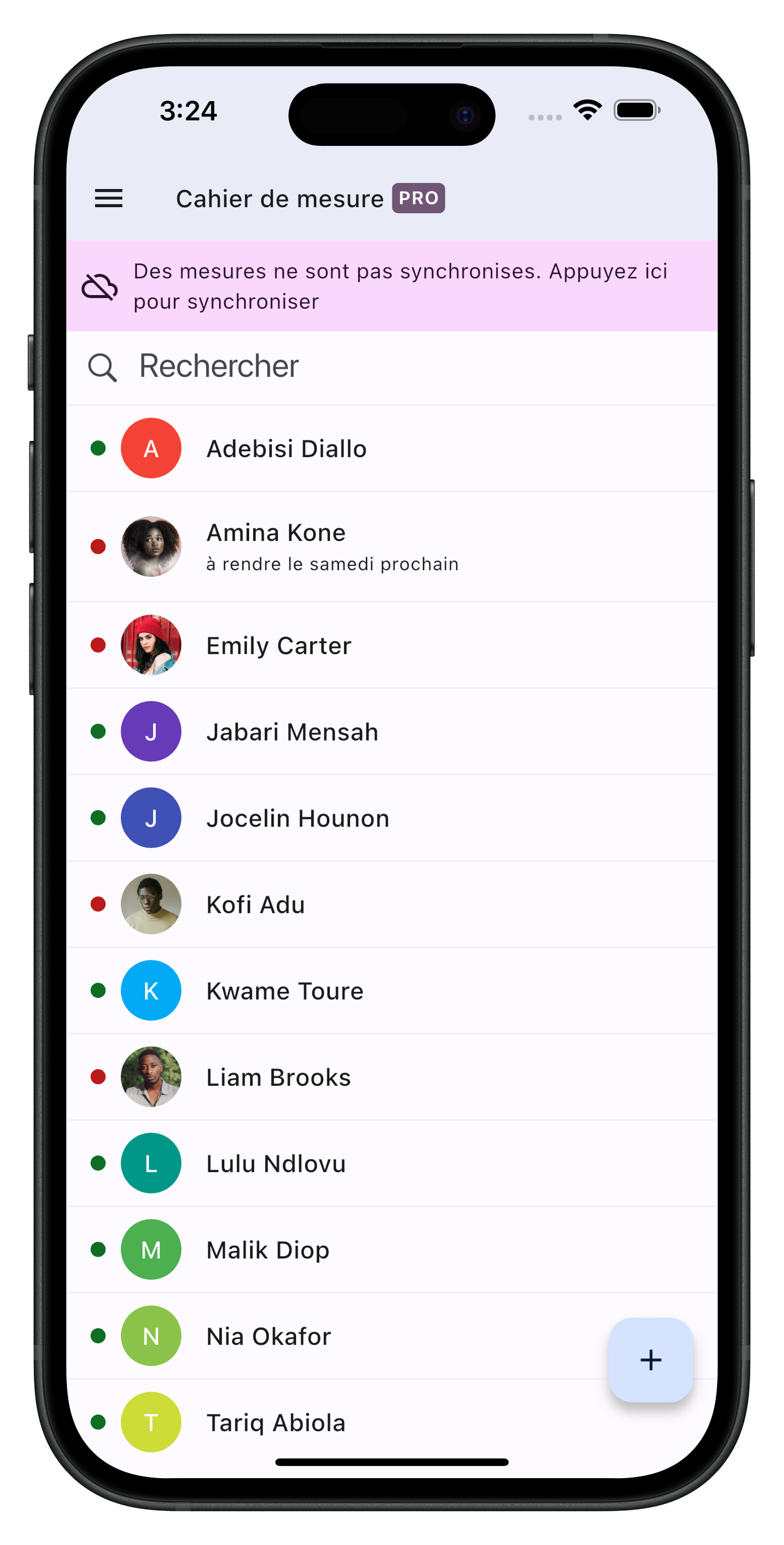 Cahier de mesure pro home page